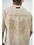 Erkek Reconnaissance Nakışlı Oversize T-Shirt Bej 5