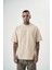 Erkek Reconnaissance Nakışlı Oversize T-Shirt Bej 1
