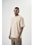 Erkek Reconnaissance Nakışlı Oversize T-Shirt Bej 2