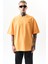 Erkek Respire Yazı Detaylı Oversize T-Shirt Oranj 1