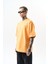 Erkek Respire Yazı Detaylı Oversize T-Shirt Oranj 2