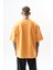 Erkek Respire Yazı Detaylı Oversize T-Shirt Oranj 3