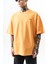 Erkek Respire Yazı Detaylı Oversize T-Shirt Oranj 4