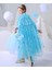 Karlar Ülkesi Elsa Frozen Mavi Pelerin 80 cm Kar Desenli Çocuk Pelerini Taç Hariç 1