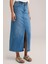 Açık Mavi Kadın Regular Fit Yüksek Bel Uzun Maxi Boy Denim Kot Etek MERRY-4092 1