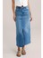 Açık Mavi Kadın Regular Fit Yüksek Bel Uzun Maxi Boy Denim Kot Etek MERRY-4092 2
