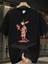 Baskılı Oversize Bisiklet Yaka T-Shirt - Siyah 1