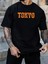 Baskılı Oversize Bisiklet Yaka T-Shirt - Siyah 2