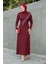 Lienna Zincir Aksesuarlı Özel Gün Elbise-Bordo 1