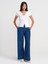 71984 Paçası Geniş Dikimli Pileli Denim Pantolon-Mavi 1