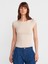 31809 Kayık Yaka Fitilli T-Shirt-Bej 1