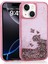 iPhone 14 Uyumlu Kılıf Sıvılı Simli Şeffaf Arka Yüzey Rntc Keto Silikon Kapak-Pembe 1