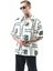 Erkek Paisley Pattern Baskılı Oversize Gömlek Beyaz 4