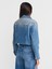 65366 Fleto Cepli Crop Denim Ceket-Mavi 2