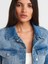 65366 Fleto Cepli Crop Denim Ceket-Mavi 3