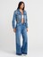 65366 Fleto Cepli Crop Denim Ceket-Mavi 4