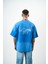 Erkek But Damn Nakışlı Oversize T-Shirt Mavi 1