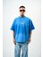Erkek But Damn Nakışlı Oversize T-Shirt Mavi 2