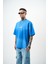 Erkek But Damn Nakışlı Oversize T-Shirt Mavi 3