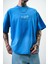 Erkek But Damn Nakışlı Oversize T-Shirt Mavi 5