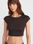 30528 Pamuk ve Modal Karışımlı Crop Top-Koyu Kahve 1