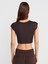 30528 Pamuk ve Modal Karışımlı Crop Top-Koyu Kahve 2