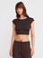 30528 Pamuk ve Modal Karışımlı Crop Top-Koyu Kahve 3