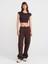 30528 Pamuk ve Modal Karışımlı Crop Top-Koyu Kahve 4