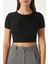 Kadın Deal Lux Touch Yumuşak Doku Crop Siyah Bluz 3
