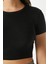 Kadın Deal Lux Touch Yumuşak Doku Crop Siyah Bluz 4