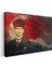 Dalgalı Bayrak - Kalpaklı Atatürk Portresi Kanvas Tablo 3