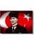 Kalpaklı Atatürk - Türk Bayrağı Fonlu Kanvas Tablo 2