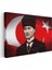 Kalpaklı Atatürk - Türk Bayrağı Fonlu Kanvas Tablo 3