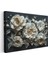 Krem Çiçekler - Siyah Fonda Gümüş Yapraklı Dekoratif Kanvas Tablo 3