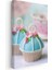 Mavi Fondanlı Cupcake - Çiçek Detaylı Zarif Pasta Kanvas Tablo 3
