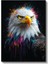 Renkli Kartal - Canlı Boya Sıçramalı Yırtıcı Kuş Kanvas Tablo 2