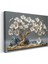 Beyaz Çiçekli Bonsai - Dekoratif Heykel Görünümlü Kanvas Tablo 3
