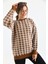 Women Kadın Kare Desen Bluz Taba 21-6334 3