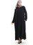 Büyük Beden Dikiş Parçalı Fermuarlı Ferace 6177-01 Siyah 2