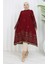 Viskon Kumaş Çiçekli Desenli Tunik 1004-02 Bordo 1