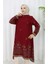Viskon Kumaş Çiçekli Desenli Tunik 1004-02 Bordo 3