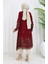 Viskon Kumaş Çiçekli Desenli Tunik 1004-02 Bordo 4