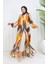 Viskon Kumaş Boydan Düğmeli Elbise 0051-02 Oranj Kahverengi 3