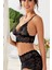 Kadın Siyah Şortlu Dantel Bralet Takım 3