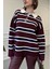 Polo Yaka Uzun Kollu Çizgili Kazak- Bordo 3
