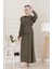 Tensel Yelekli Asel Elbise-Haki 3