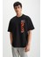 RAMADANP008 Erkek 75% Pamuk 25% Polyester Baskılı Siyah T-Shirt 1