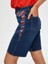 Yanları Renkli Nakışlı Jean Şort S25JST002 4