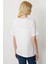 Kadın Sıfır Yaka Önü Taş Baskılı Penye T-Shirt Ekru 3