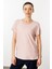 Kadın Sıfır Yaka Düşük Kollu T-Shirt Pudra 2